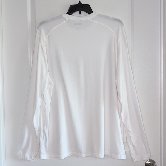 Bass Outdoor White Long Sleeve Tee Front Tan Zipper Pocket Men's XXL - Picture 4 of 9